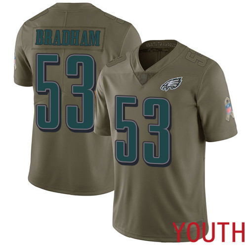 Youth Philadelphia Eagles #53 Nigel Bradham Limited Olive 2017 Salute to Service Football NFL Jersey